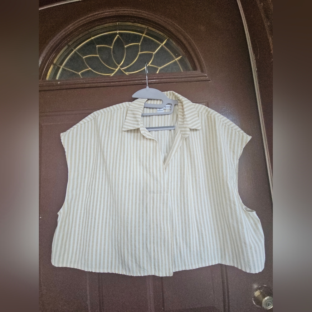 HYFVE Beige and White Striped Top
